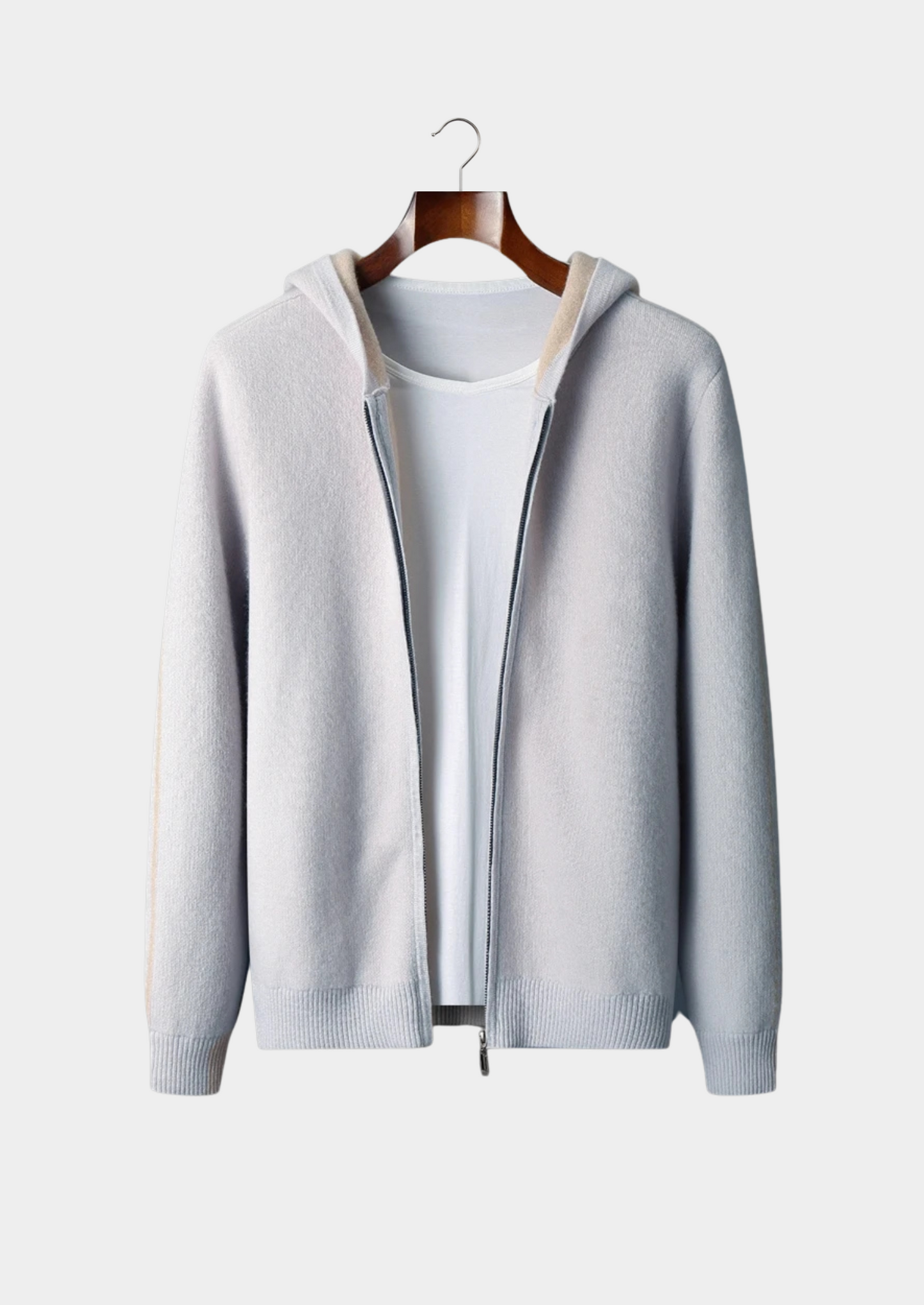 Como Cashmere Two Tone Zipper Hoodie