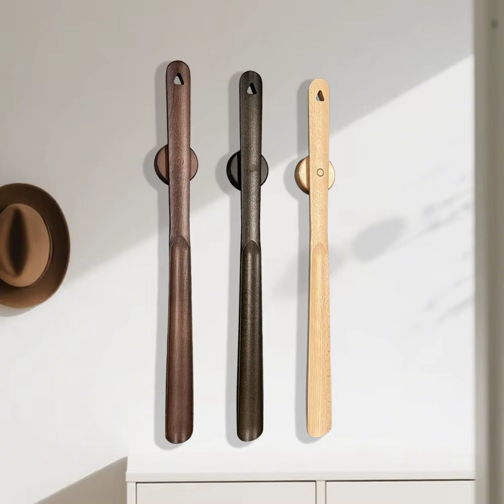 Wooden Shoehorn With Magnetic Wall Mount