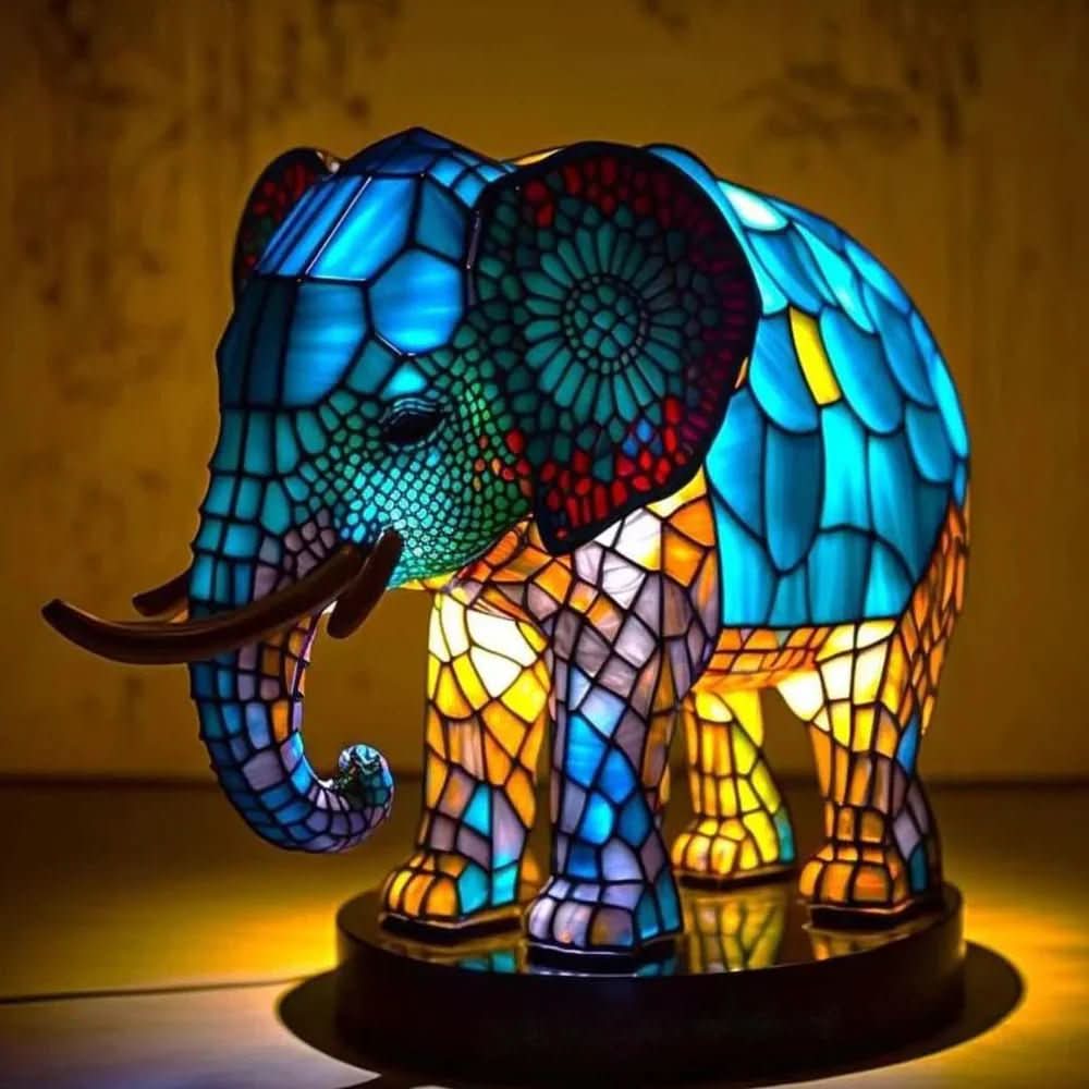 Art Nouveau Stained Resin Table Lamp