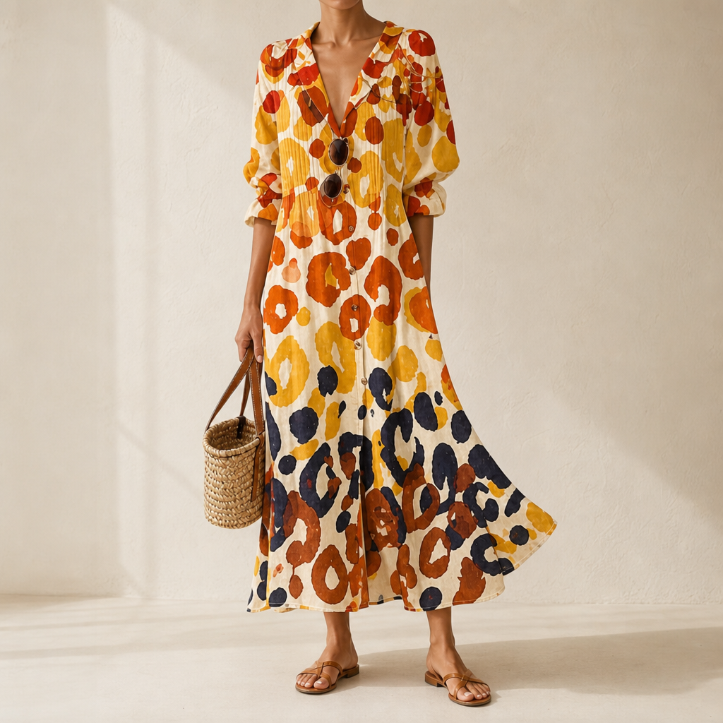 Serena Button-Front Maxi Dress