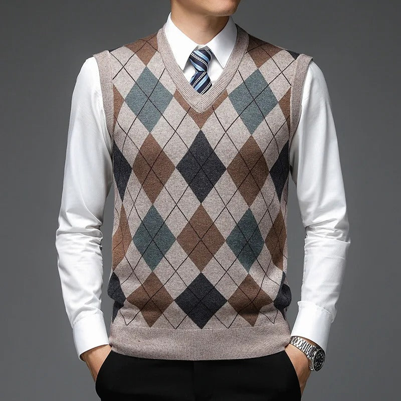 Oxford Diamond Cut Cashmere Vest