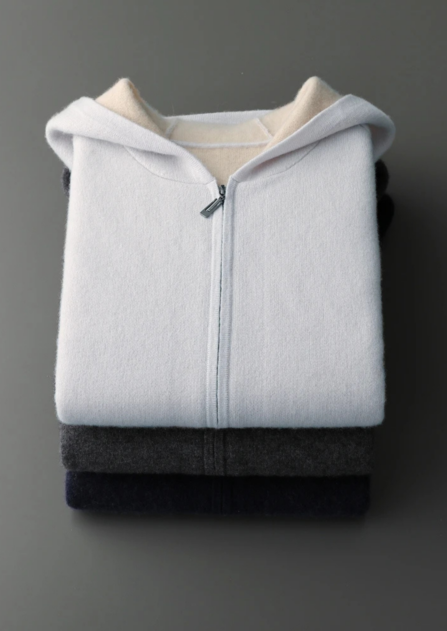 Como Cashmere Two Tone Zipper Hoodie