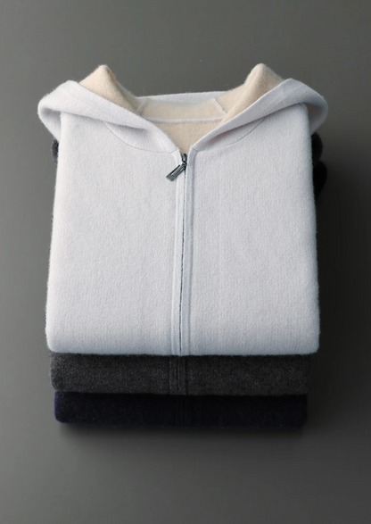 Como Cashmere Two Tone Zipper Hoodie
