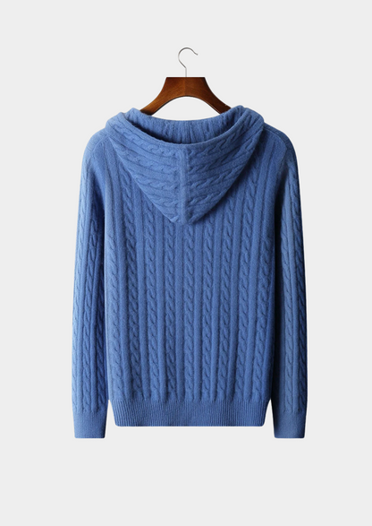 Bristol Cashmere Cable Knit Zipper Hoodie