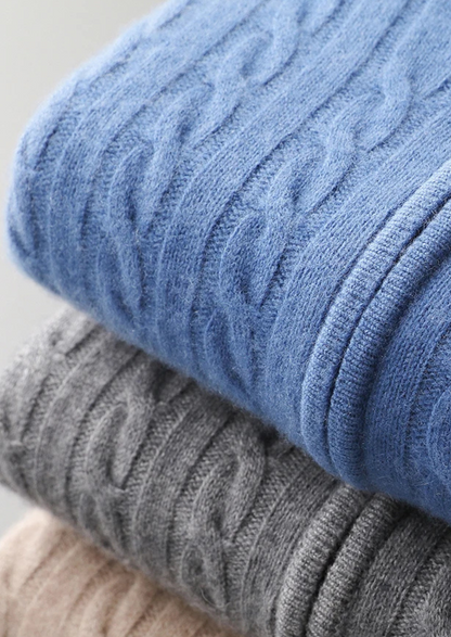 Bristol Cashmere Cable Knit Zipper Hoodie