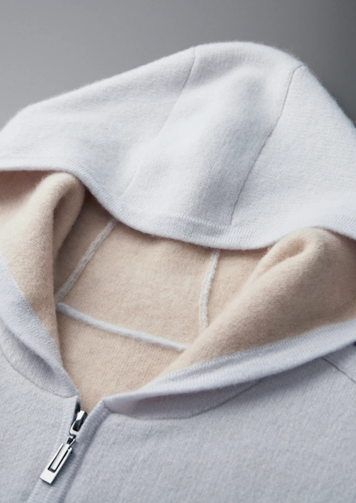 Como Cashmere Two Tone Zipper Hoodie