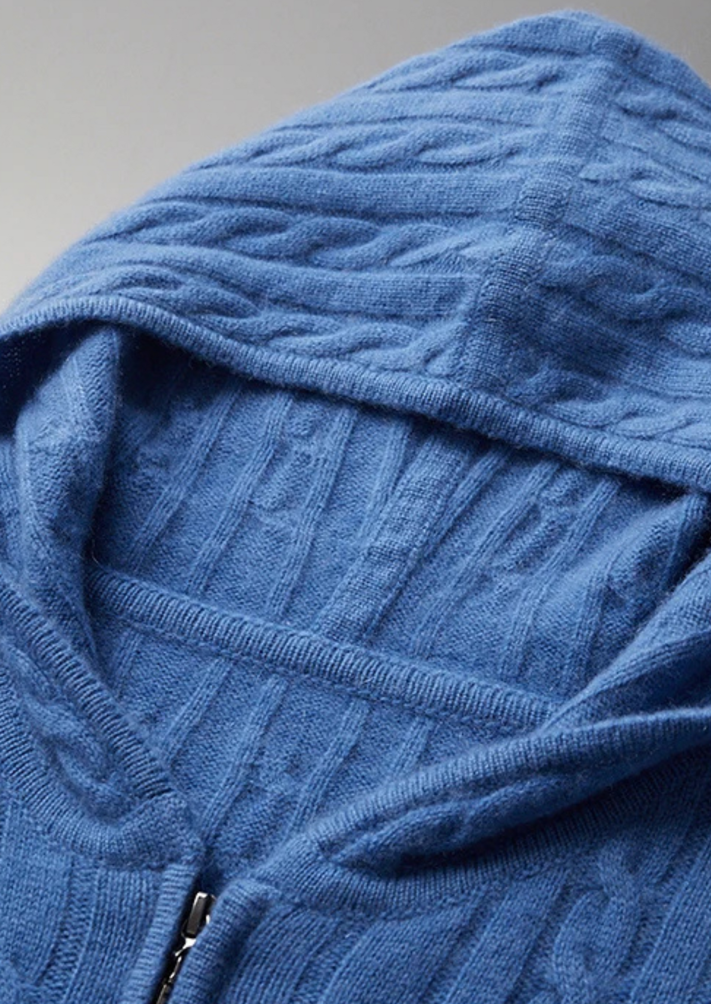 Bristol Cashmere Cable Knit Zipper Hoodie