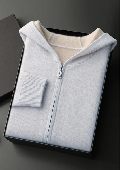 Como Cashmere Two Tone Zipper Hoodie