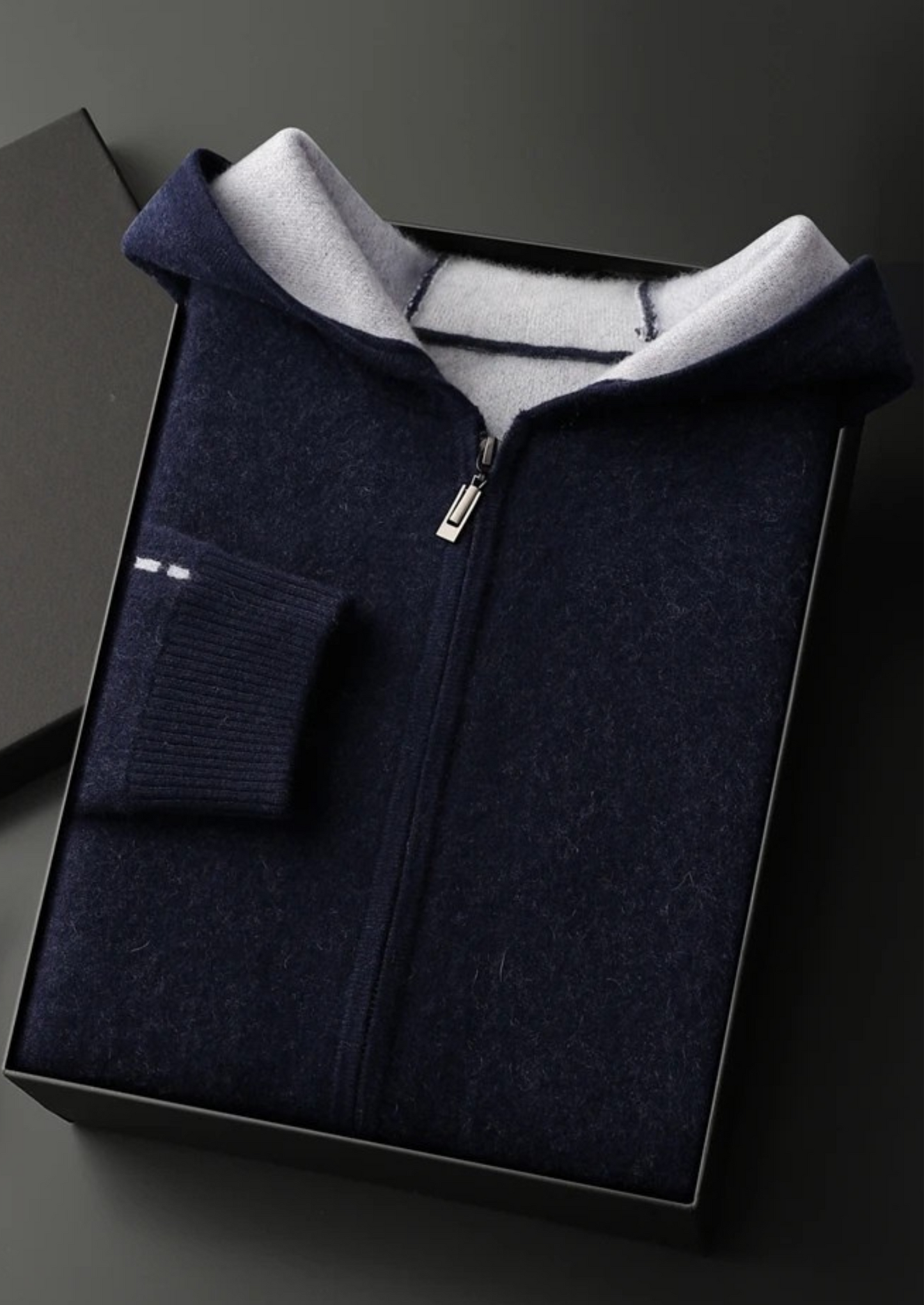 Como Cashmere Two Tone Zipper Hoodie