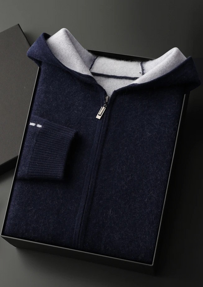 Como Cashmere Two Tone Zipper Hoodie