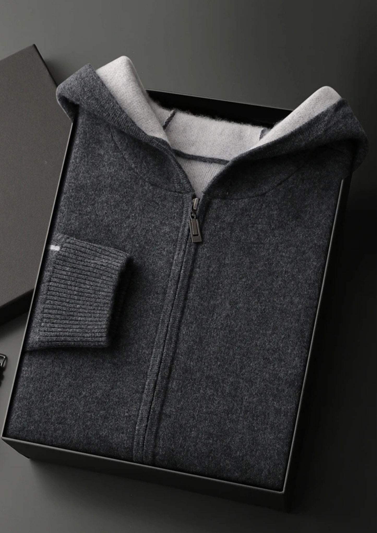Como Cashmere Two Tone Zipper Hoodie