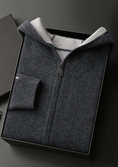Como Cashmere Two Tone Zipper Hoodie