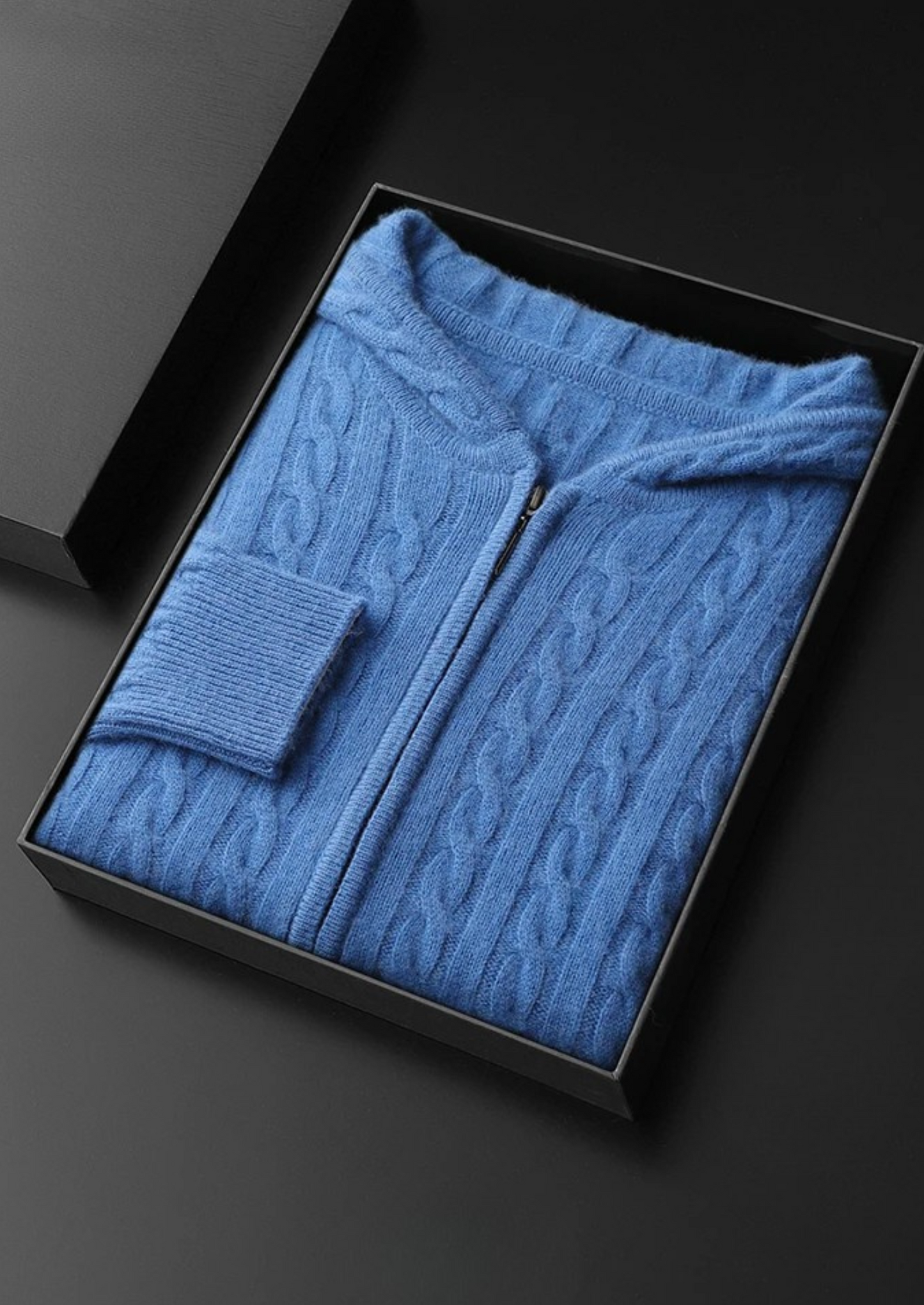 Bristol Cashmere Cable Knit Zipper Hoodie