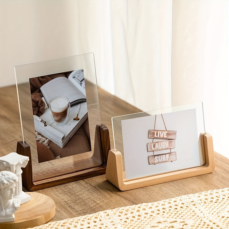Acrylic & Wood Photo Frame | Minimalist U-Shaped Display Stand
