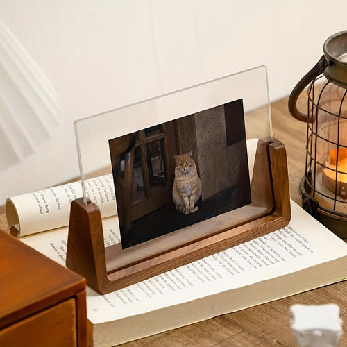 Acrylic & Wood Photo Frame | Minimalist U-Shaped Display Stand