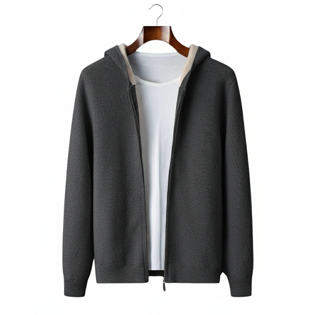 Como Cashmere Two Tone Zipper Hoodie