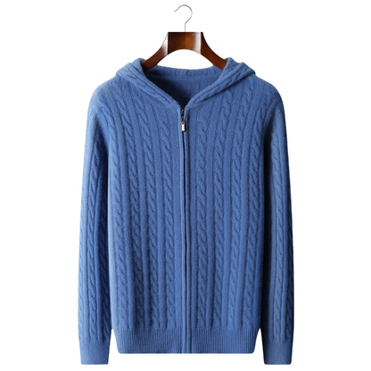 Bristol Cashmere Cable Knit Zipper Hoodie