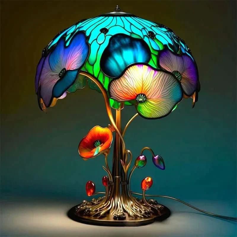 Art Nouveau Stained Glass Mushroom Table Lamp