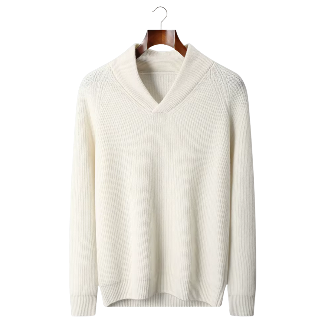 Aspen Cashmere Ribbed V-Neck Sweater