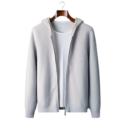 Como Cashmere Two Tone Zipper Hoodie