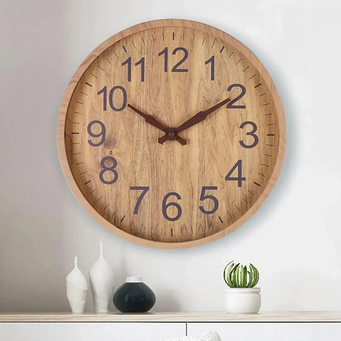Minimalist Wooden Wall Clock With Large Numerals