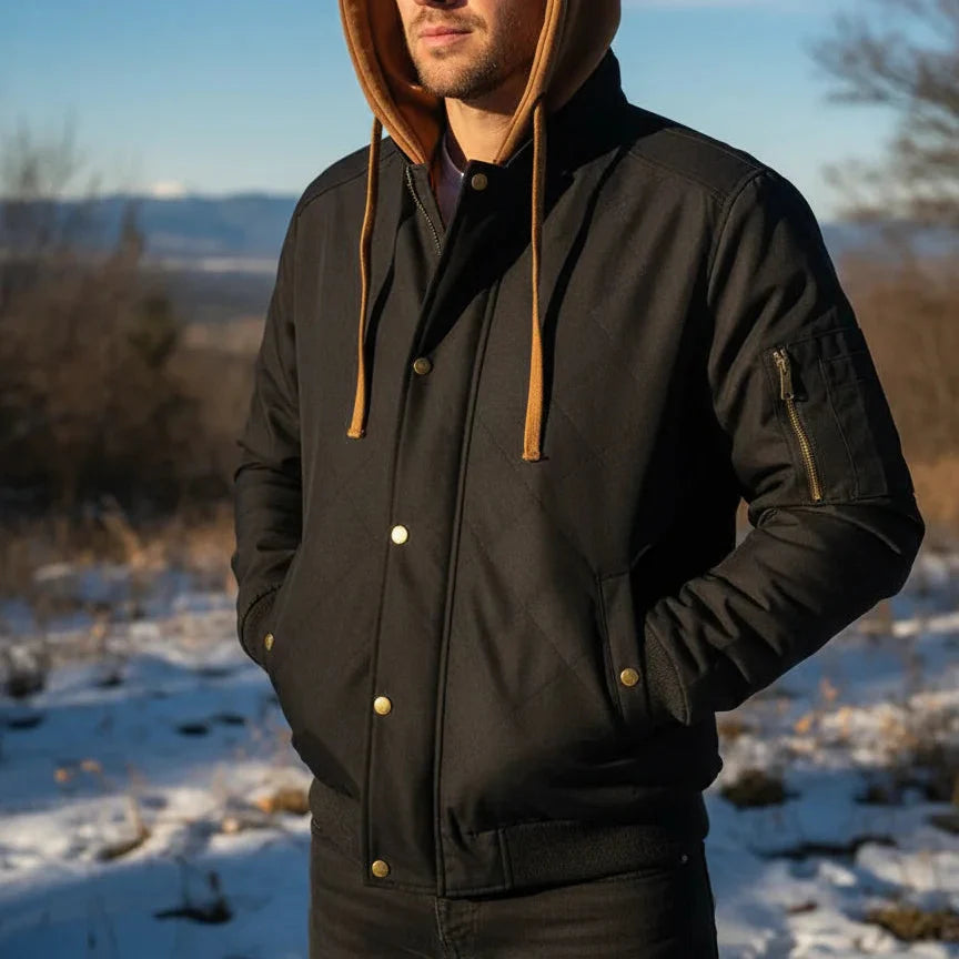 Milan Leather Hooded Bomber Jacket