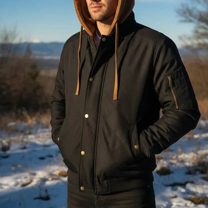 Milan Leather Hooded Bomber Jacket