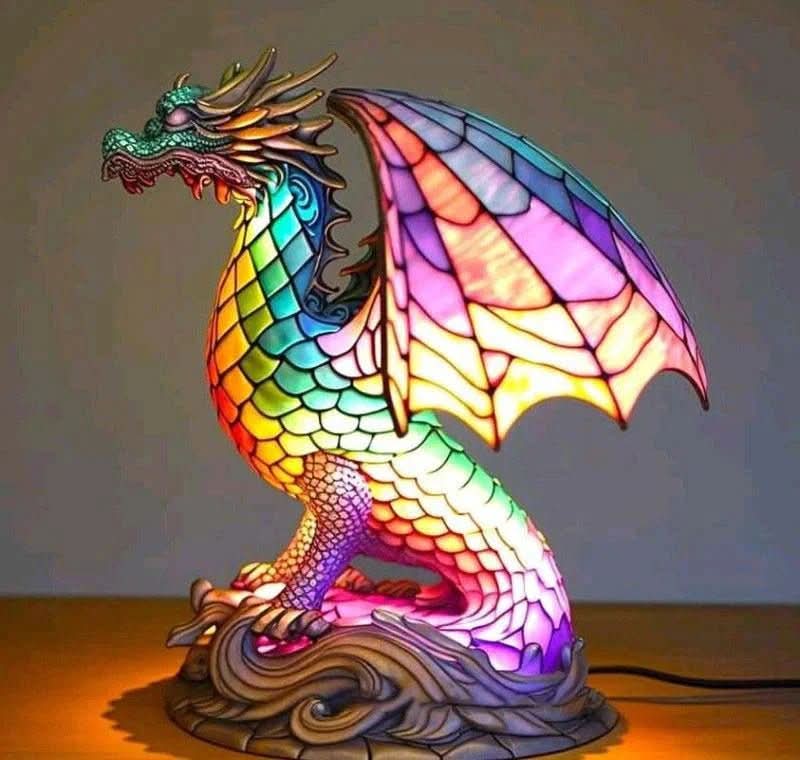 Art Nouveau Stained Resin Table Lamp