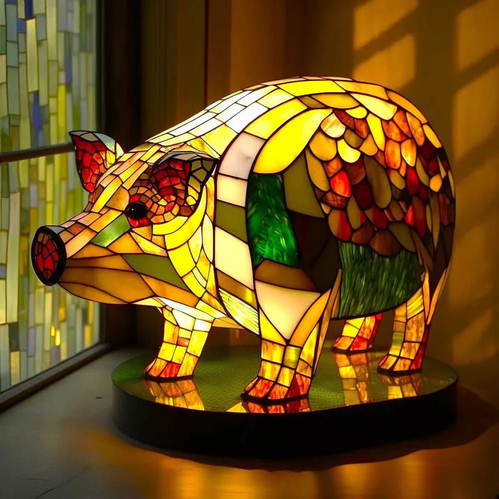 Art Nouveau Stained Resin Table Lamp