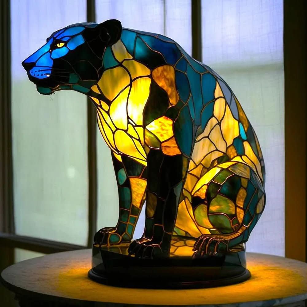 Art Nouveau Stained Resin Table Lamp