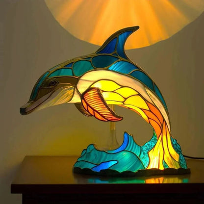 Art Nouveau Stained Resin Table Lamp