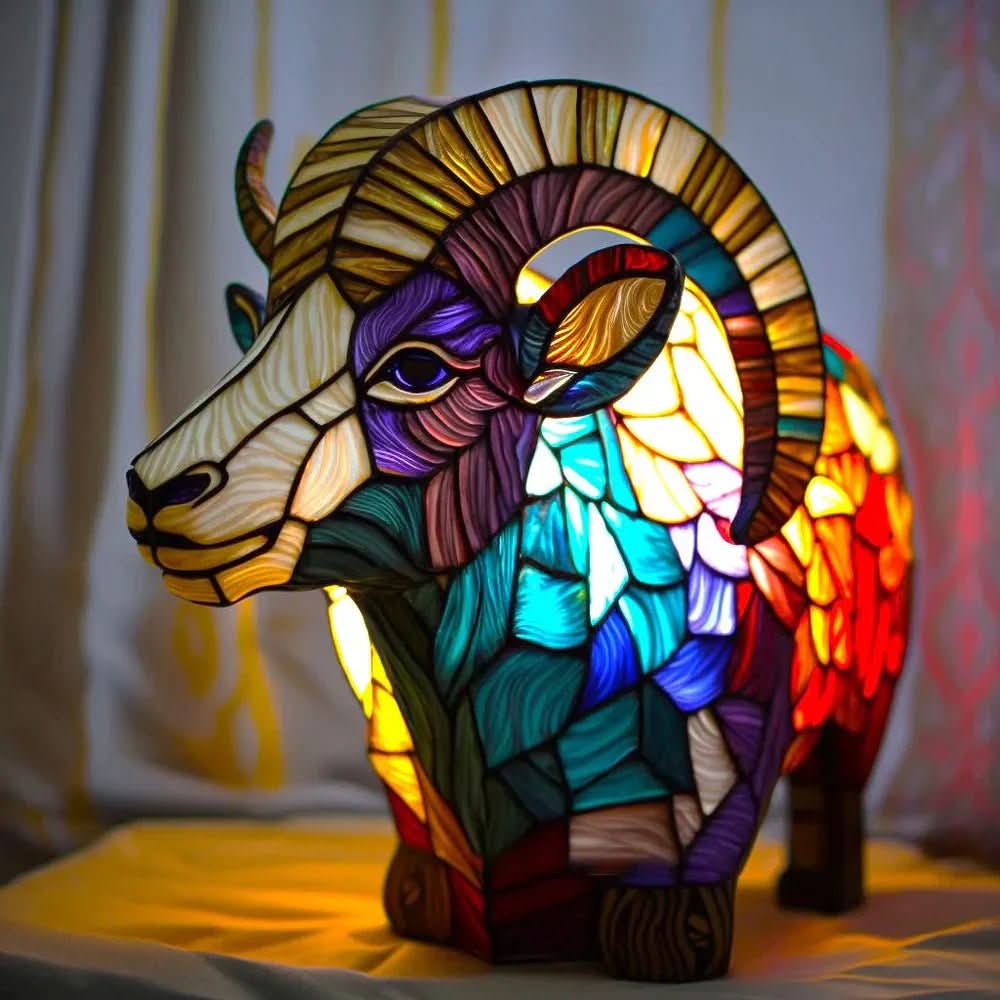 Art Nouveau Stained Resin Table Lamp