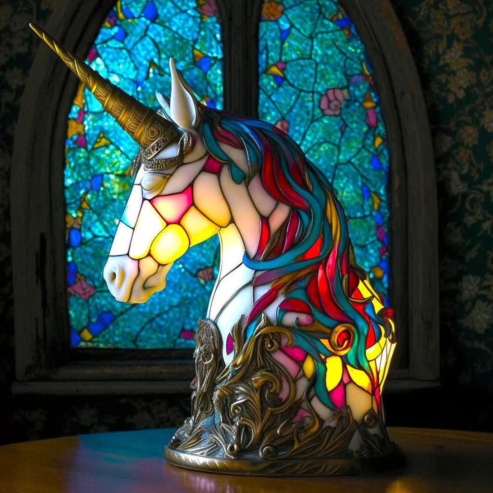 Art Nouveau Stained Resin Table Lamp