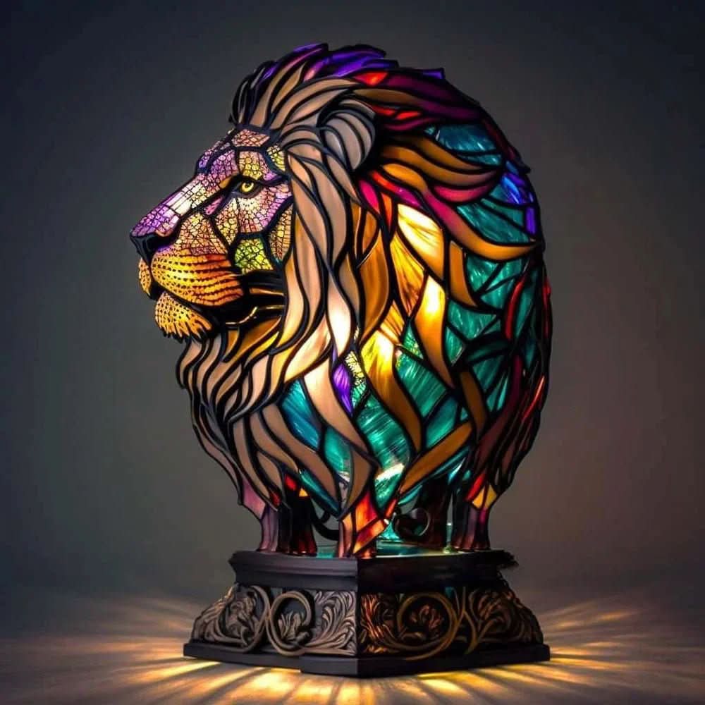 Art Nouveau Stained Resin Table Lamp