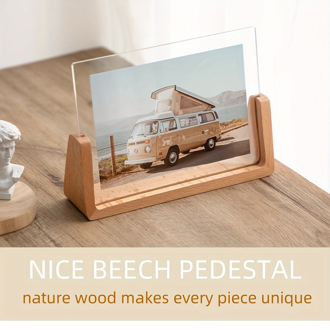 Acrylic & Wood Photo Frame | Minimalist U-Shaped Display Stand