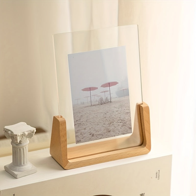 Acrylic & Wood Photo Frame | Minimalist U-Shaped Display Stand