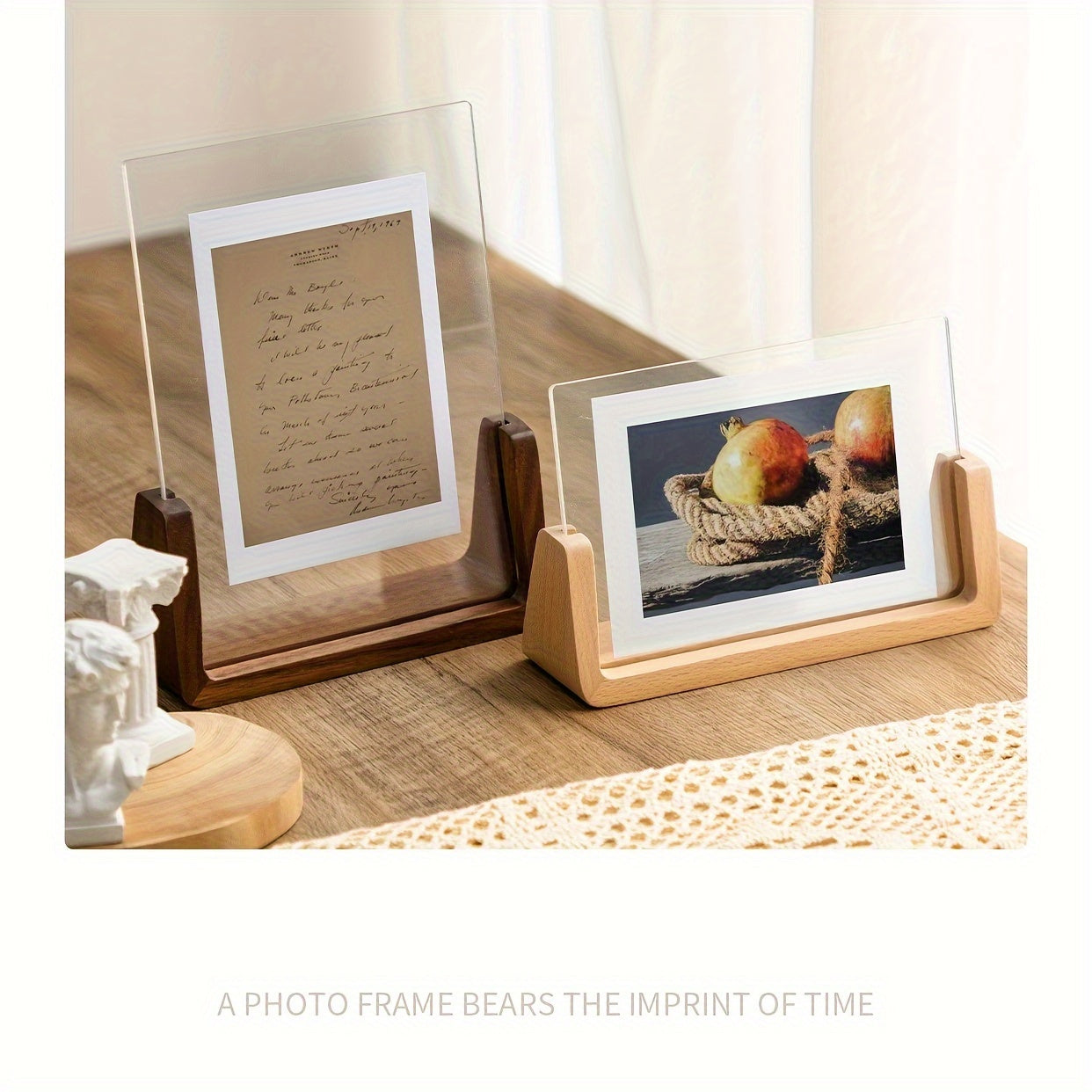 Acrylic & Wood Photo Frame | Minimalist U-Shaped Display Stand