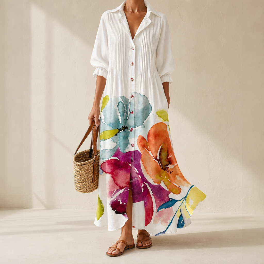 Serena Button-Front Maxi Dress