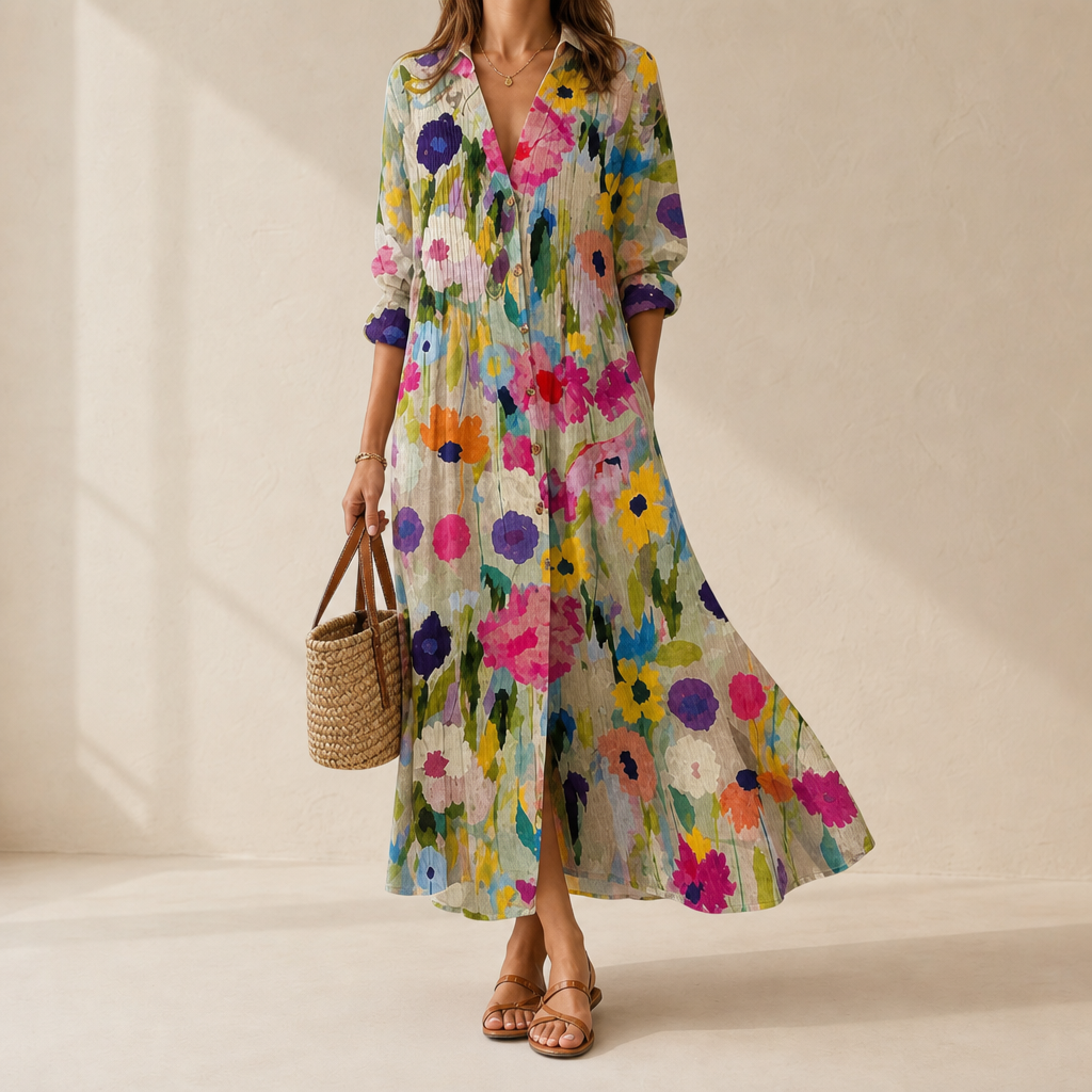 Serena Button-Front Maxi Dress