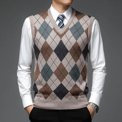 Oxford Diamond Cut Cashmere Vest