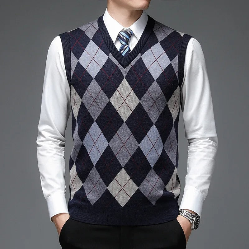 Oxford Diamond Cut Cashmere Vest