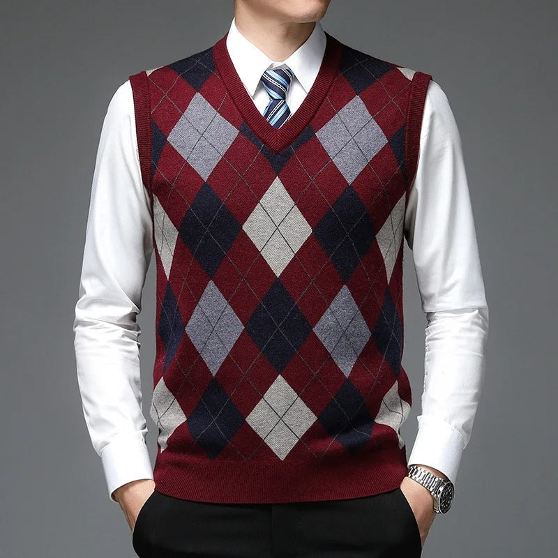 Oxford Diamond Cut Cashmere Vest